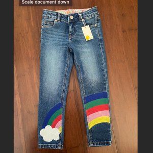 New! Mini Boden Embellished Embroidered Rainbow Jeans